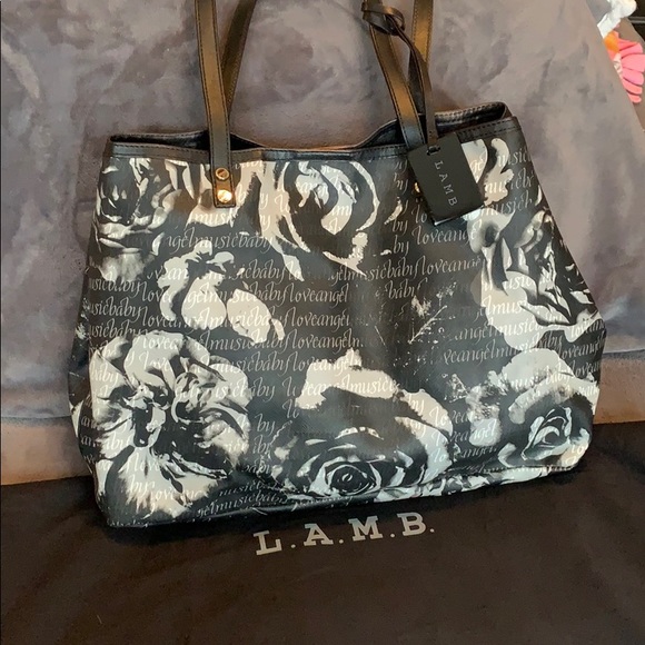 L.A.M.B. Handbags - L.A.M.B. By Gwen Stefani Calligraphy Rose tote